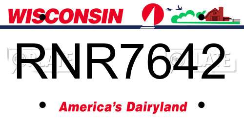 RNR7642 Wisconsin License Plate