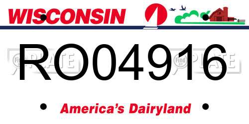 RO04916 Wisconsin License Plate