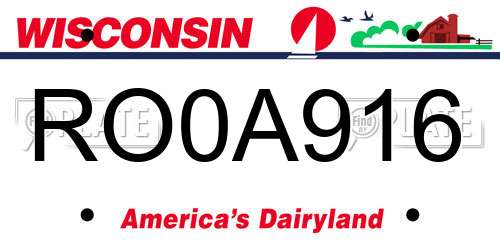 RO0A916 Wisconsin License Plate