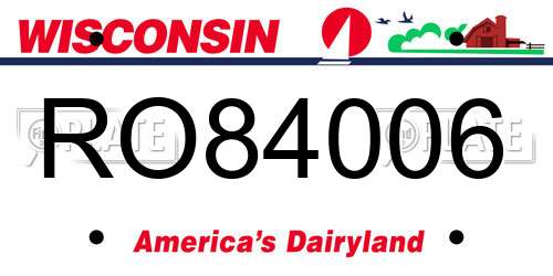 RO84006 Wisconsin License Plate