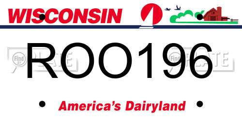 ROO196 Wisconsin License Plate