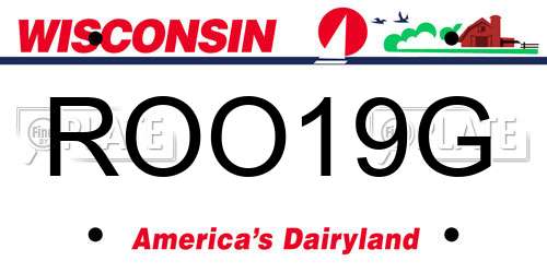ROO19G Wisconsin License Plate