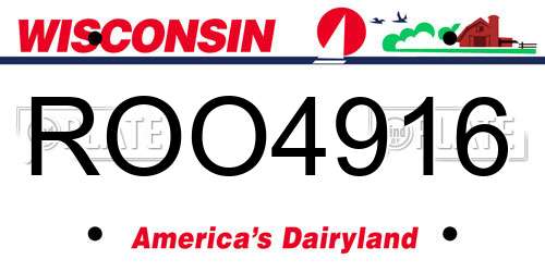 ROO4916 Wisconsin License Plate