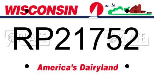 RP21752 Wisconsin License Plate
