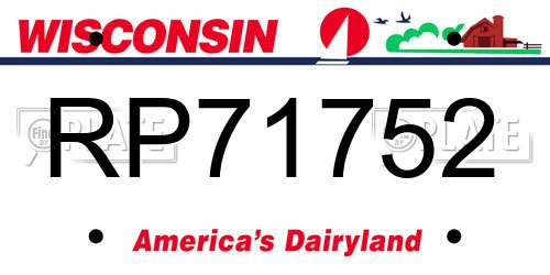 RP71752 Wisconsin License Plate