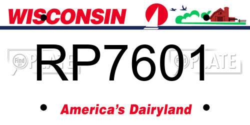 RP7601 Wisconsin License Plate