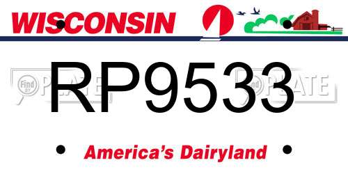 RP9533 Wisconsin License Plate