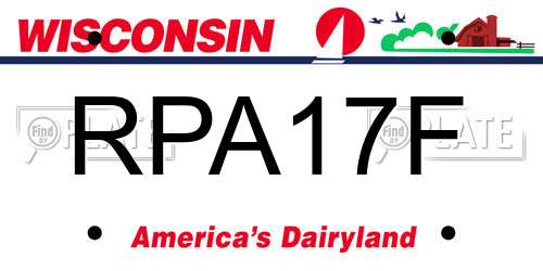 RPA17F Wisconsin License Plate