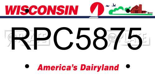 RPC5875 Wisconsin License Plate