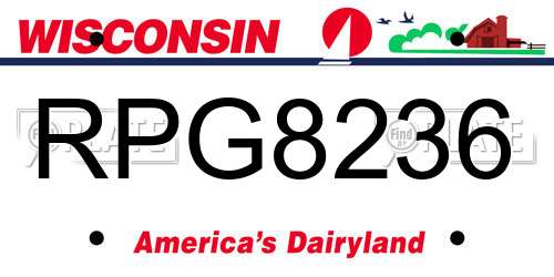 RPG8236 Wisconsin License Plate