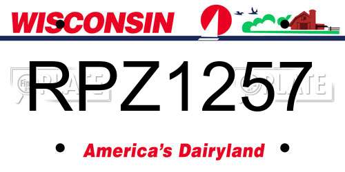 RPZ1257 Wisconsin License Plate
