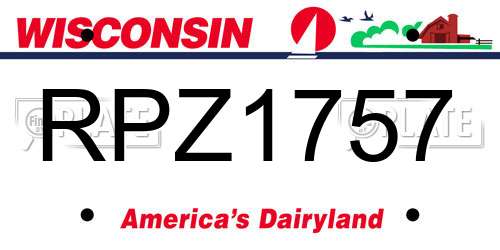 RPZ1757 Wisconsin License Plate
