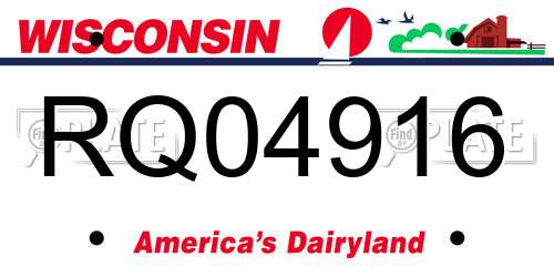RQ04916 Wisconsin License Plate