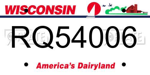 RQ54006 Wisconsin License Plate