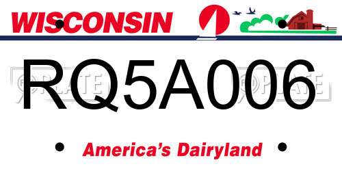 RQ5A006 Wisconsin License Plate