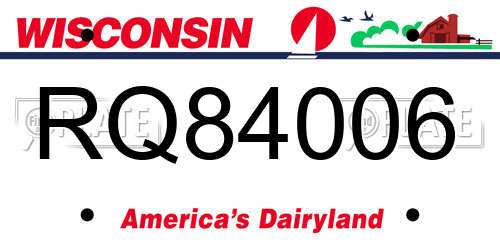 RQ84006 Wisconsin License Plate