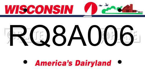 RQ8A006 Wisconsin License Plate