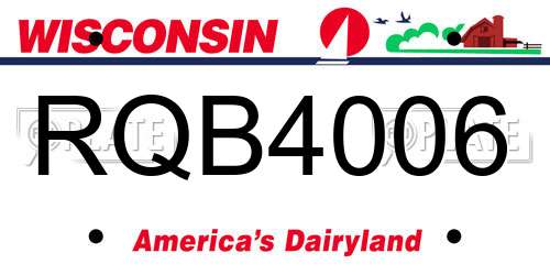 RQB4006 Wisconsin License Plate