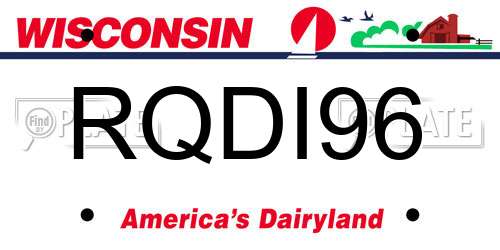 RQDI96 Wisconsin License Plate