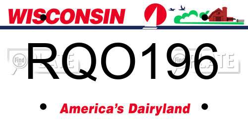 RQO196 Wisconsin License Plate
