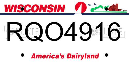 RQO4916 Wisconsin License Plate