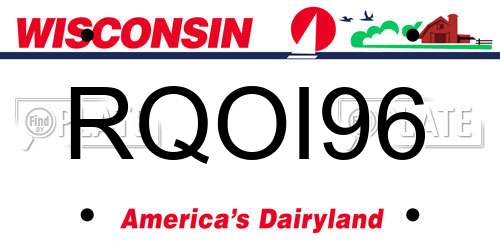 RQOI96 Wisconsin License Plate