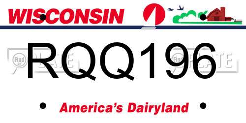 RQQ196 Wisconsin License Plate