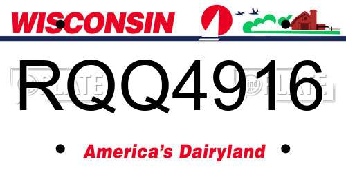 RQQ4916 Wisconsin License Plate