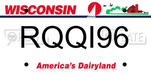 RQQI96 Wisconsin License Plate