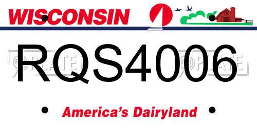RQS4006 Wisconsin License Plate