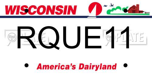 RQUE11 Wisconsin License Plate