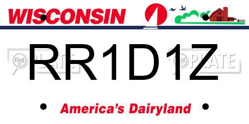 RR1D1Z Wisconsin License Plate