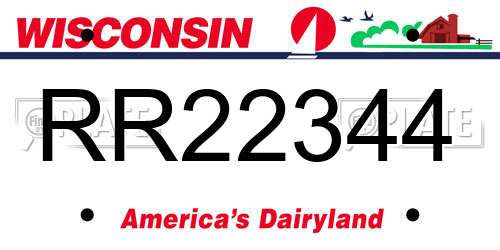 RR22344 Wisconsin License Plate