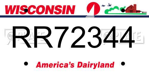 RR72344 Wisconsin License Plate