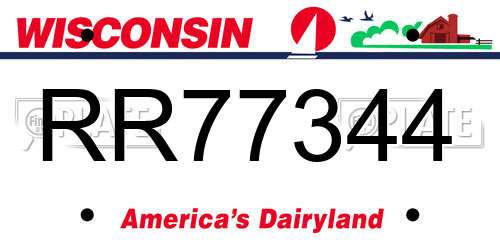 RR77344 Wisconsin License Plate