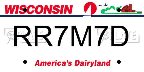 RR7M7D Wisconsin License Plate