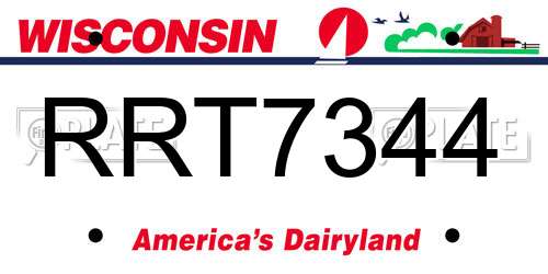 RRT7344 Wisconsin License Plate