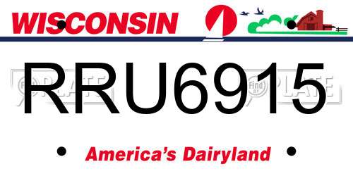 RRU6915 Wisconsin License Plate
