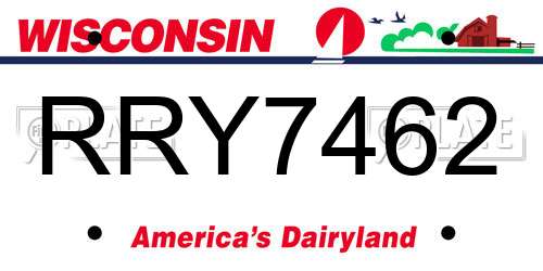 RRY7462 Wisconsin License Plate