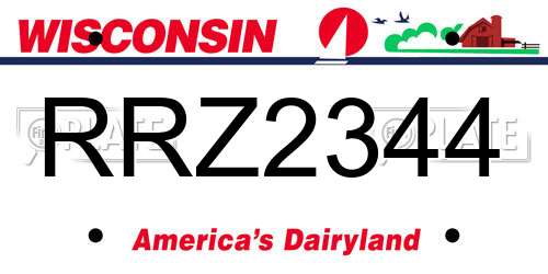 RRZ2344 Wisconsin License Plate