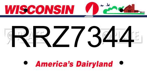 RRZ7344 Wisconsin License Plate