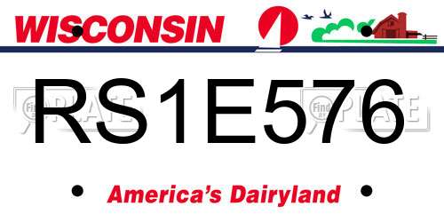 RS1E576 Wisconsin License Plate