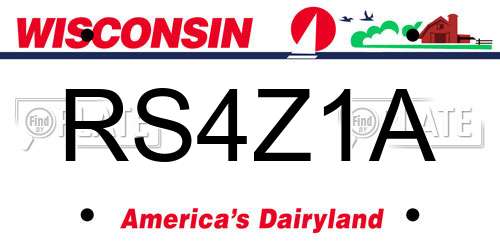 RS4Z1A Wisconsin License Plate
