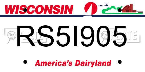 RS5I905 Wisconsin License Plate