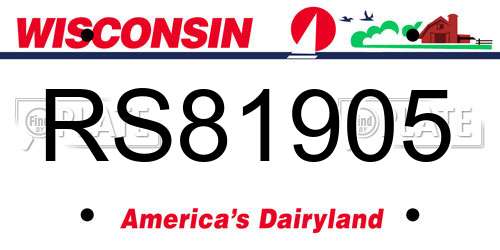 RS81905 Wisconsin License Plate