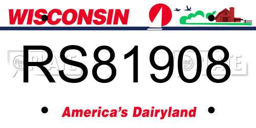 RS81908 Wisconsin License Plate