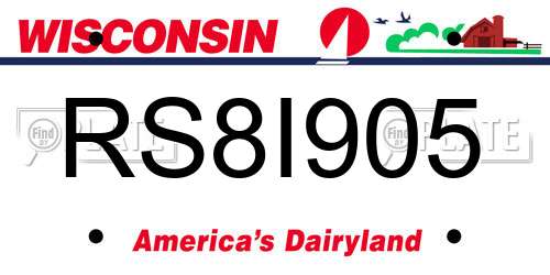 RS8I905 Wisconsin License Plate