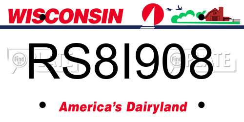 RS8I908 Wisconsin License Plate