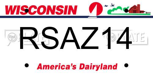 RSAZ14 Wisconsin License Plate