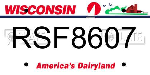 RSF8607 Wisconsin License Plate